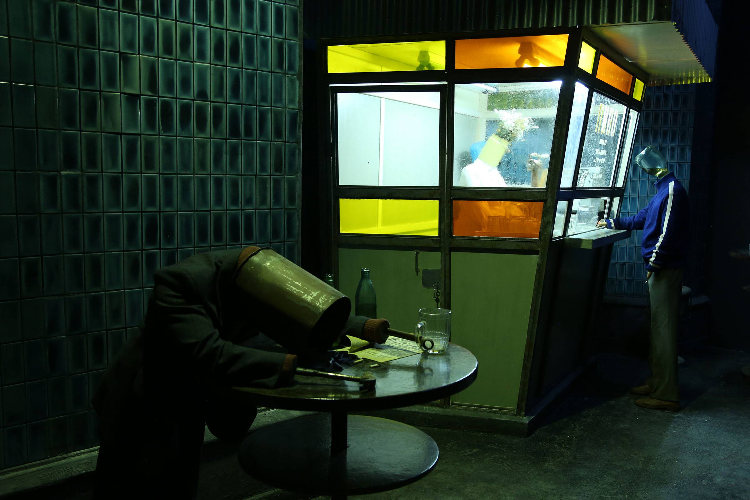 A Soviet beer kiosk at night, 1970s.